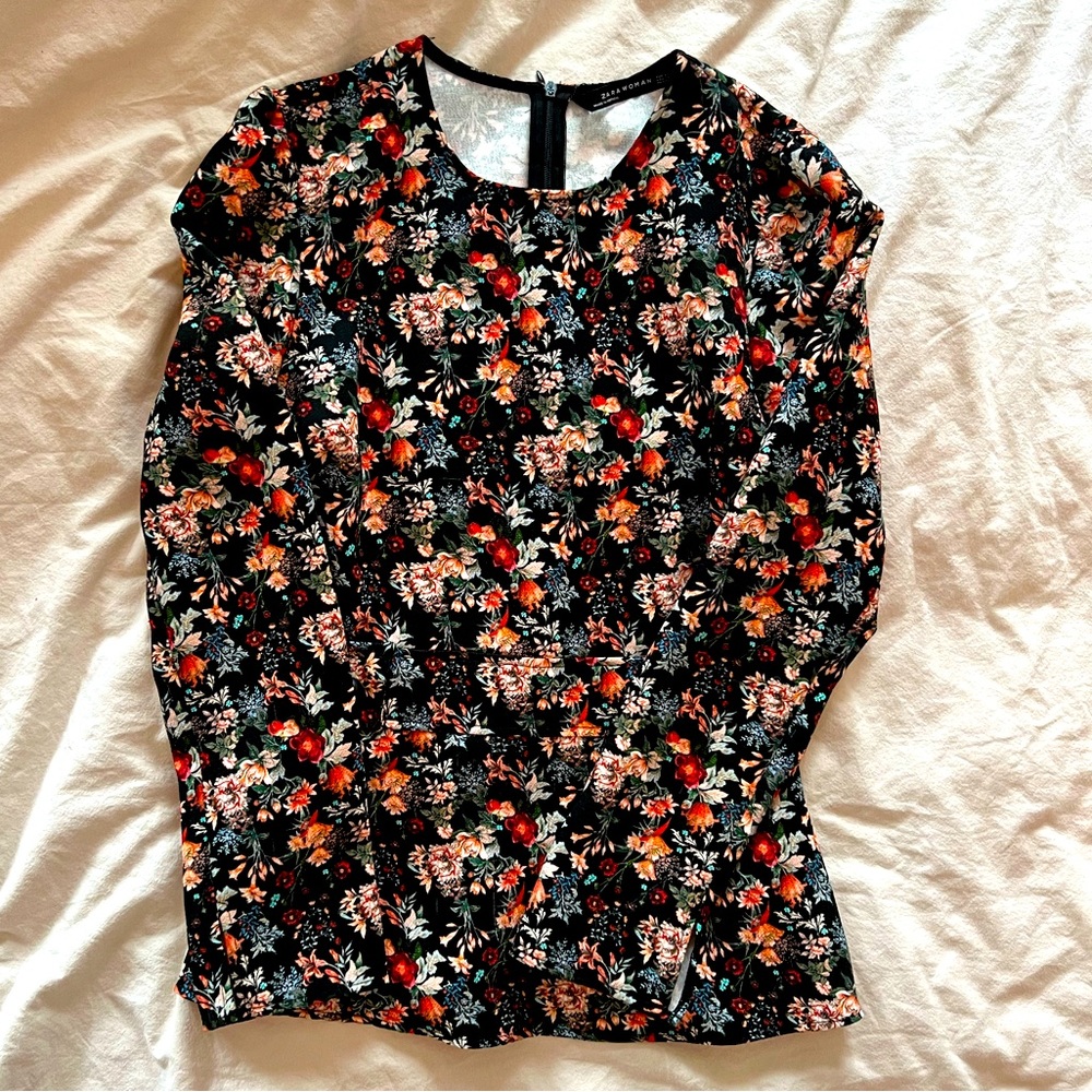 Zara floral top black multi